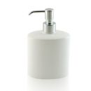 Zásobník na tekuté mydlo v keramickom a pochrómovanej mosadze - Dispenser - dosatore di sapone ovale  bianco BD-DIS-CBI-01