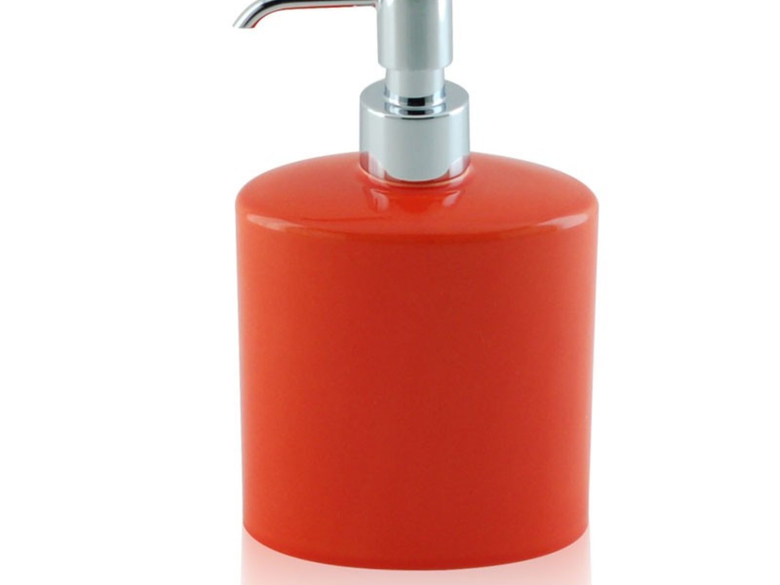 Zásobník na tekuté mydlo v keramickom a pochrómovanej mosadze - Dispenser - dosatore di sapone ovale arancione BD-DIS-CAR-01