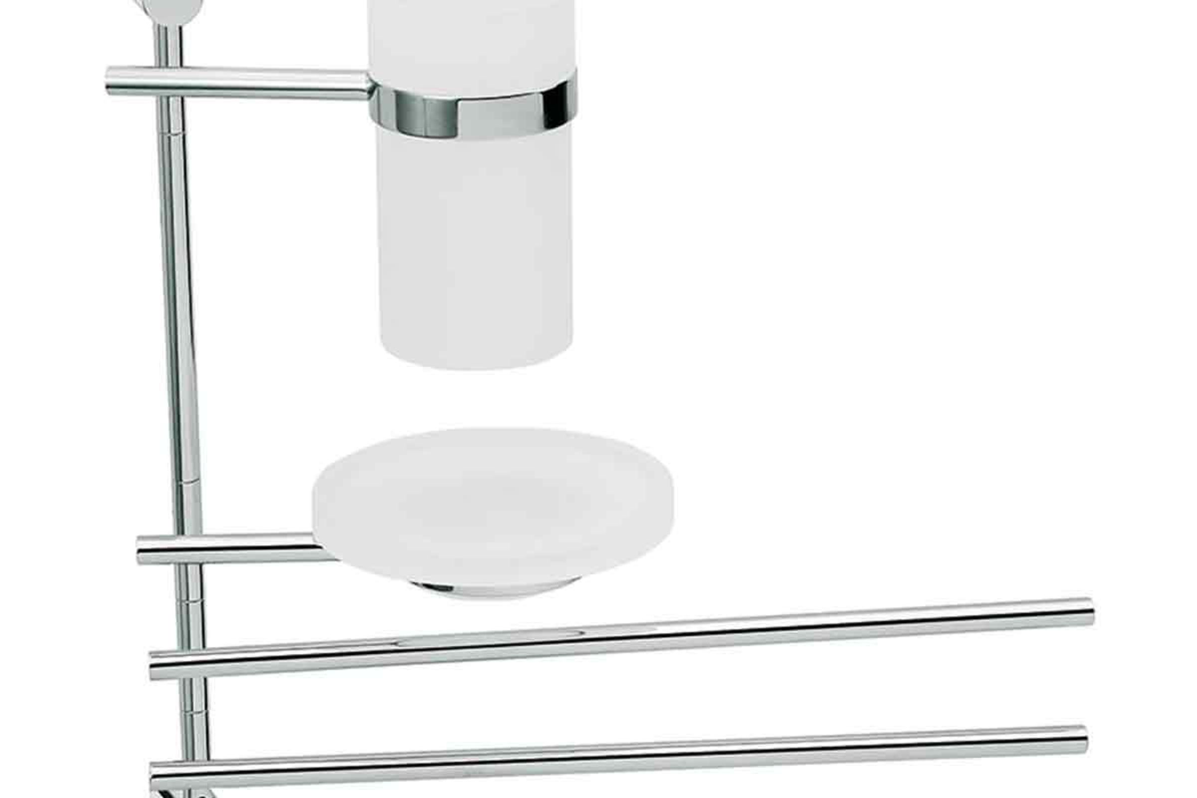 porta spazzolini (D10/100) porta sapone plexiglass 2 porta salviette snodo pivoted toothbrush holder (D10/100) soap dish in plexiglass 2 towel rails cm. 12X35X29,5