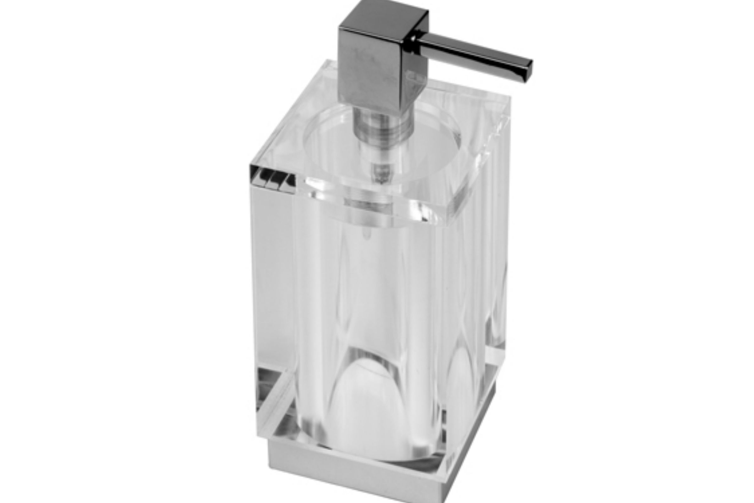 dosatore metallo appoggio rest standing liquid soap dispenser in plexiglass cm. 5x5x17,3