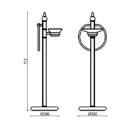 Piantana con porta salvietta ad anello e porta sapone in ceramica h 71 cm CA 633 - CA 633 Cromo 51