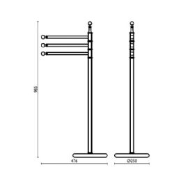 Stojan s 3 držiakmi uterákov h 98 cm RE 614 - RE 614 Chróm 51