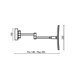 Specchio ingranditore con cornice di luce al led 22 cm., braccio doppio (3x) SP 814 - SP 814  Cromo 51