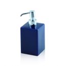 Dispenser - dosatore di sapone quadrato da appoggio in ceramica e ottone cromato - Dispenser - dosatore di sapone quadrato blu BD-DIS-CBL-04