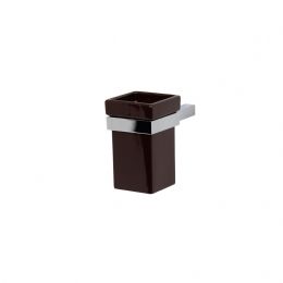 CERAMIC TOOTHBRUSH HOLDER KUBIC - PORTASPAZZOLINI IN CER. (MARRONE ) K930C