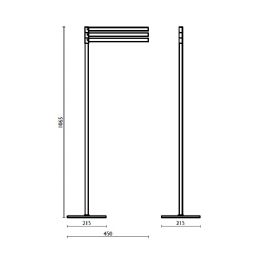 Piantana con 3 porta salvietta h 107 cm Tecnohotel inox - TX 615 acciaio inox spazzolato 74