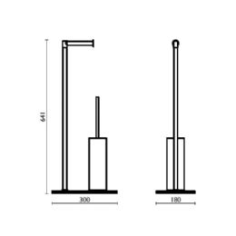 Piantana con porta rotolo e porta scopino 64 cm Tecnohotel inox - TX 633 acciaio inox spazzolato 74