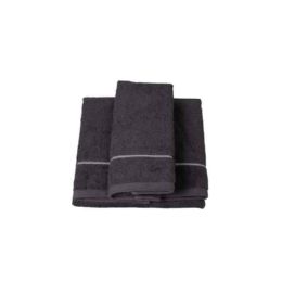 Coppia asciugamani viso/bidet in puro cotone - spugna 500 gr con - Coppia asciugamani viso/bidet in puro cotone - spugna 500 gr con “riga orizzontale”- perla/riga nera