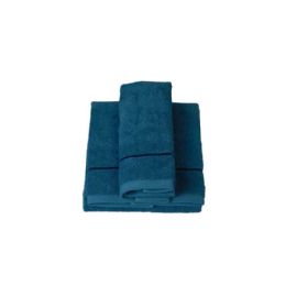 Coppia asciugamani viso/bidet in puro cotone - spugna 500 gr con - Coppia asciugamani viso/bidet in puro cotone - spugna 500 gr con “riga orizzontale”- azzurro/riga blu