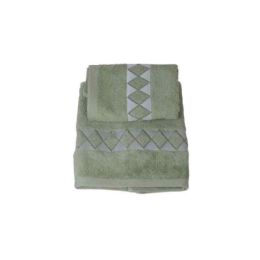 Coppia asciugamani viso/bidet in puro cotone - spugna 500 gr con “rombi” - Coppia asciugamani viso/bidet in puro cotone - spugna 500 gr con “rombi” verde