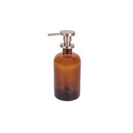 Dosatore sapone liquido (500ml ) in vetro AMBRA - Dosatore sapone liquido (500ml ) in vetro AMBRA - pompetta in ottone NICHEL MATT
