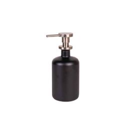 Dosatore sapone liquido (500ml ) in vetro NERO OPACO - Dosatore sapone liquido (500ml ) in vetro NERO OPACO - pompetta in ottone NICHEL MATT