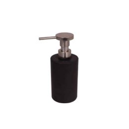 Dosatore ceramica tondo in appoggio NERO OPACO - Dosatore ceramica tondo in appoggio NERO OPACO - pompetta in ottone NICHEL MATT
