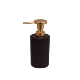 Dosatore ceramica tondo in appoggio NERO OPACO - Dosatore ceramica tondo in appoggio NERO OPACO - pompetta in ottone ORO OPACO SATINATO