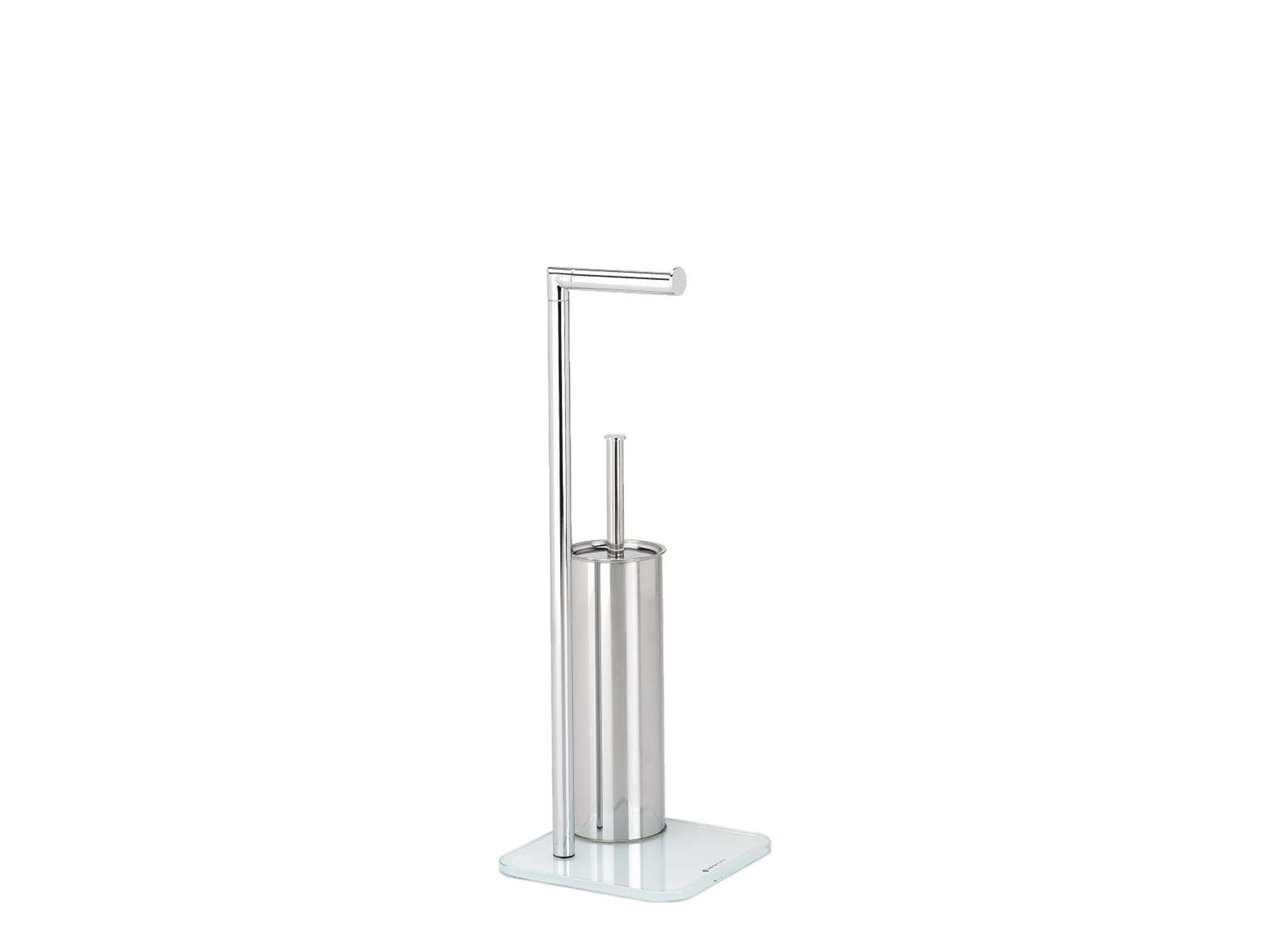 Toilet roll and brush holder stand ZERO COLOR - Toilet roll and  brush holder stand Zero Chromo / White