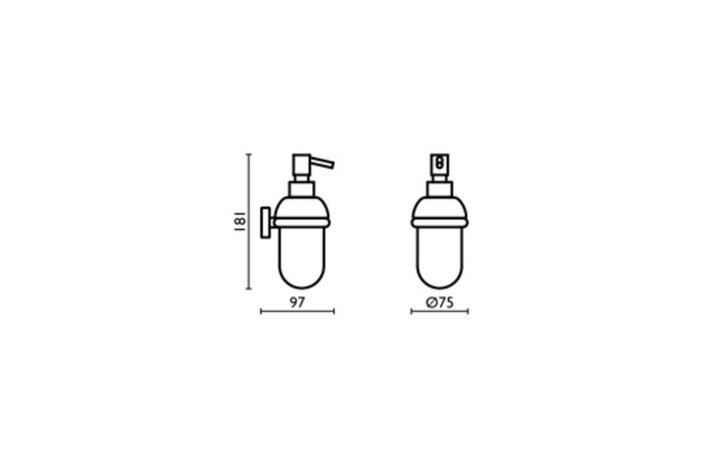 Liquid soap dispenser holder in satin glass TE 127 - TE 127 Chrome