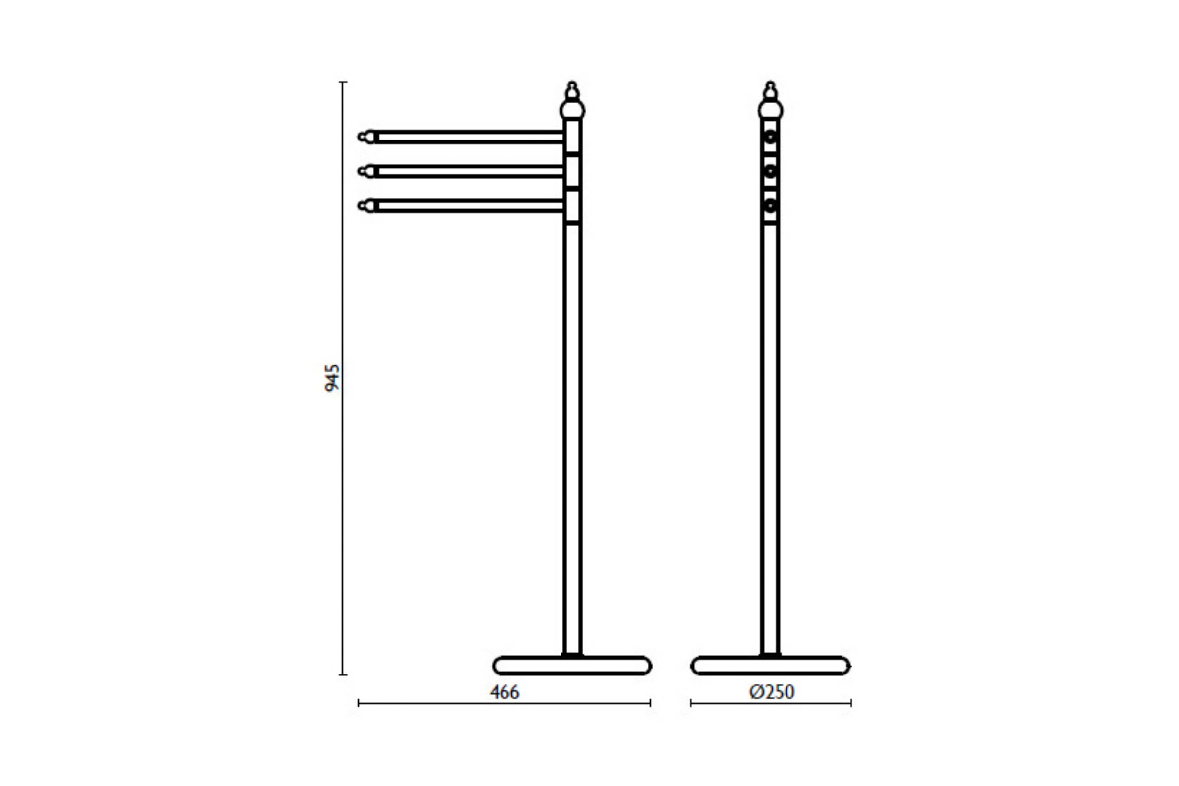 Piantana con 3 porta salvietta h 95 cm CA 615 - CA 615  Cromo 51