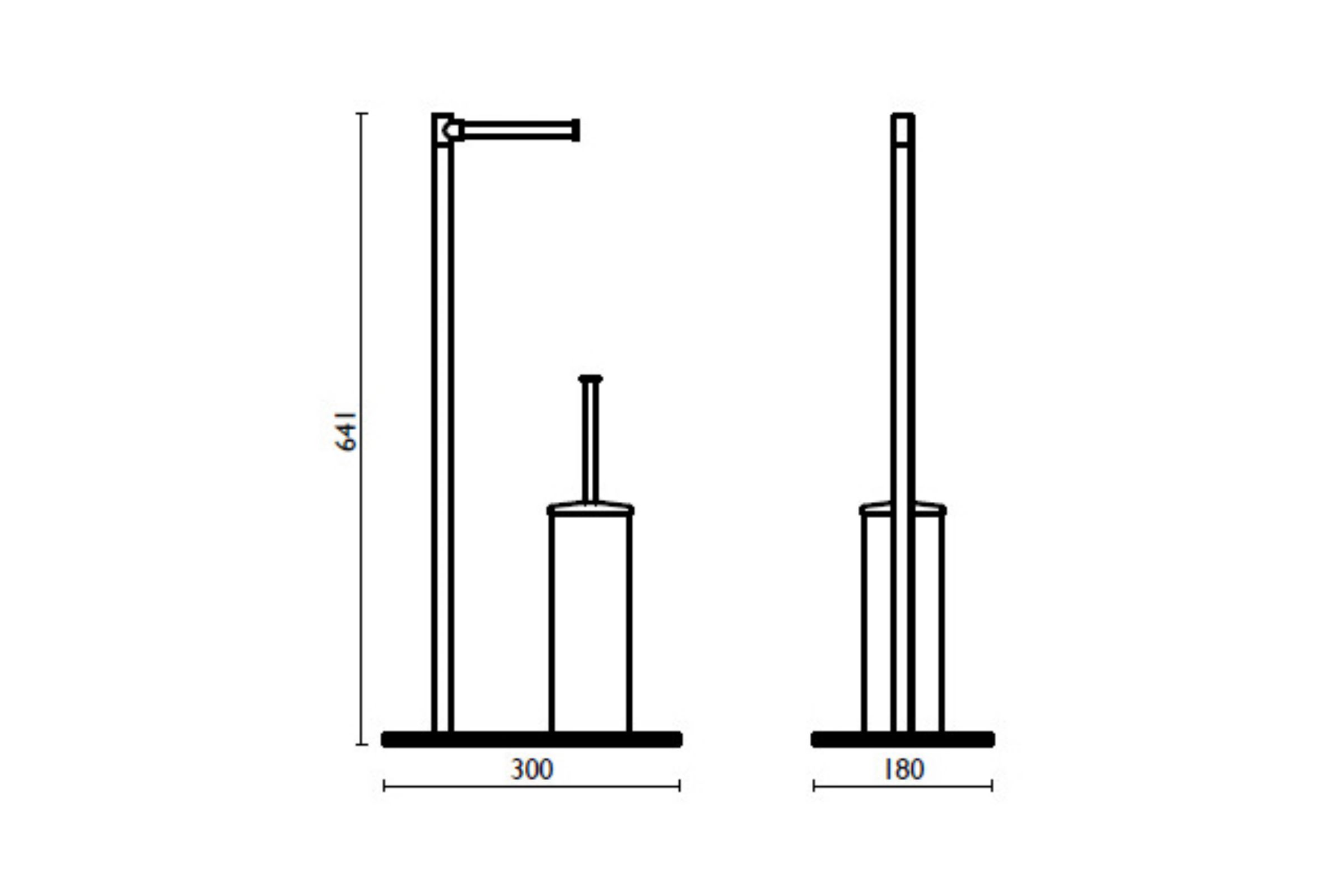 Standing with toilet roll holder and toilet brush holder in brass h 64 cm LL 633 - LL 633 Chrome 51