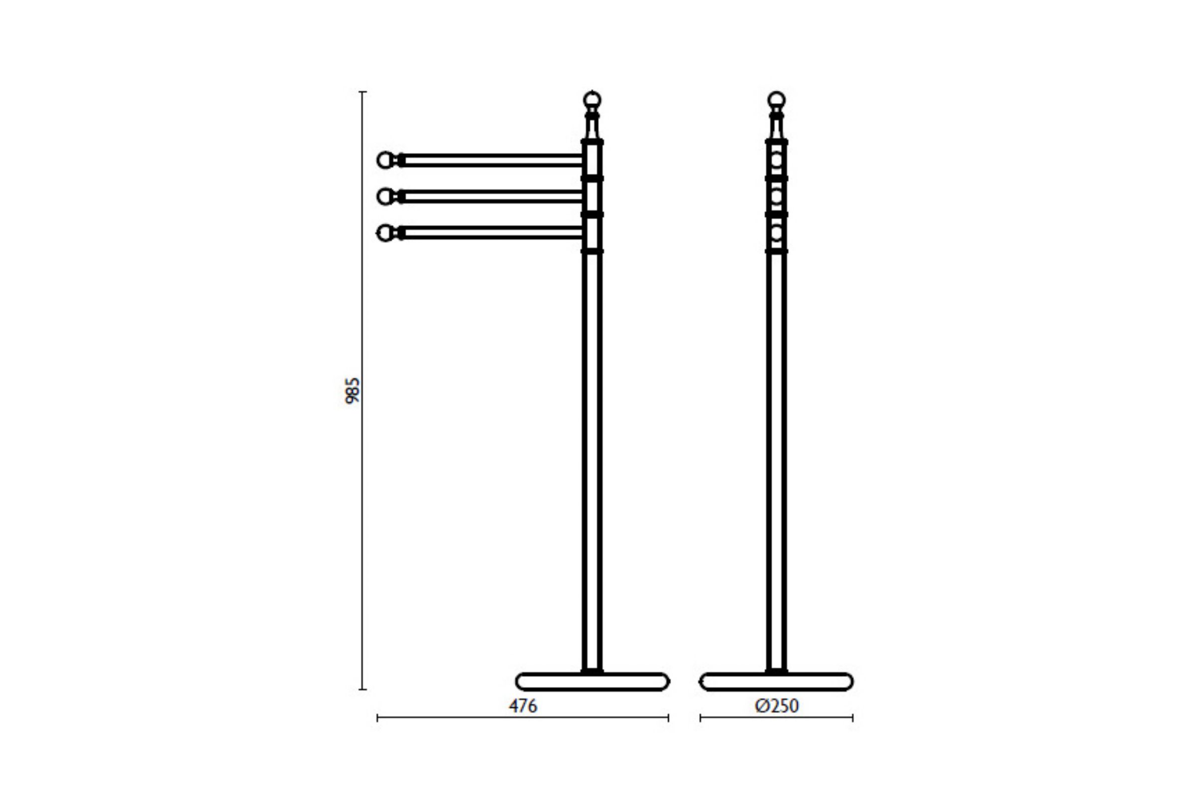 Stojan s 3 držiakmi uterákov h 98 cm RE 614 - RE 614 Chróm 51