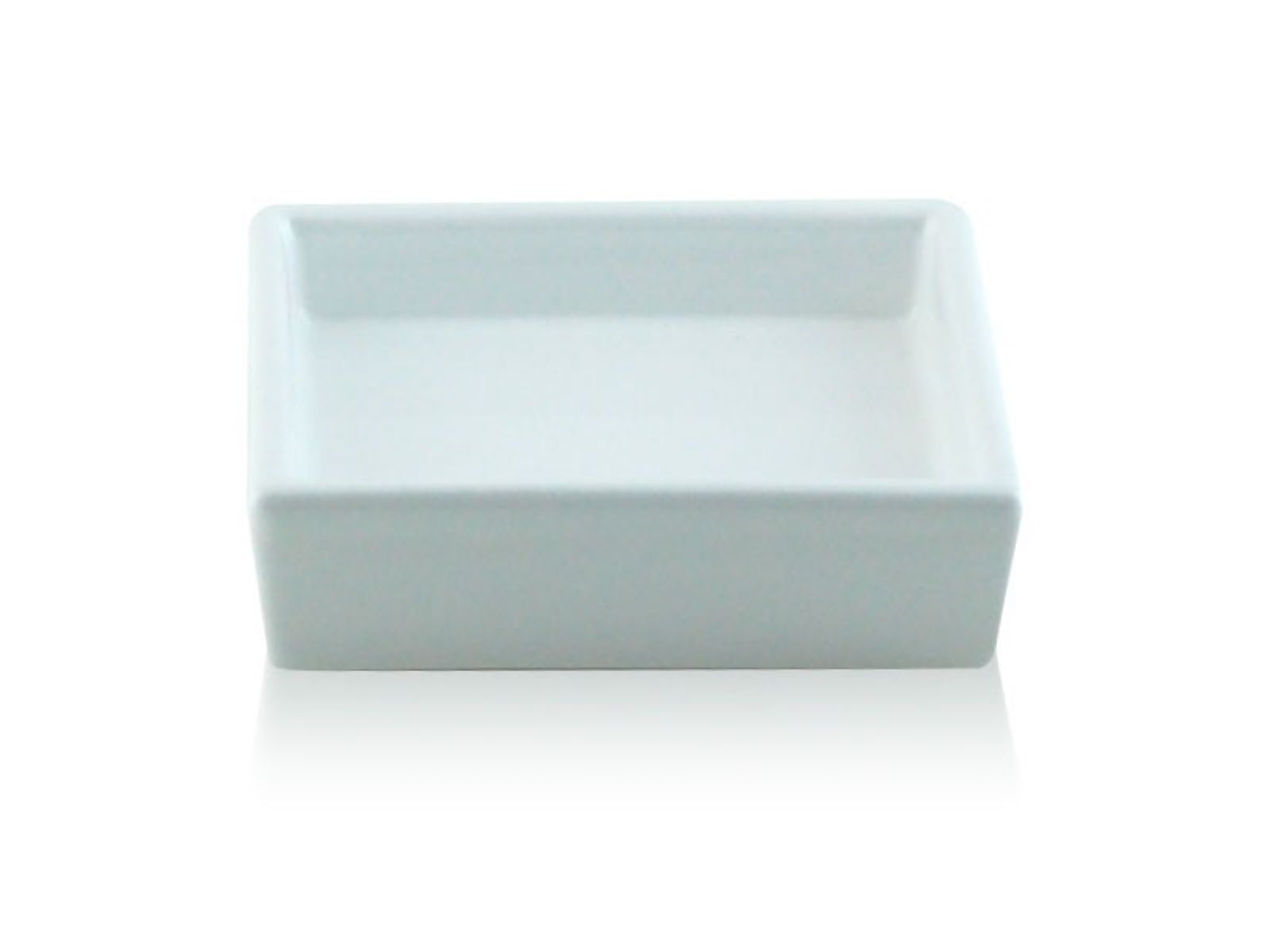 Porta sapone da appoggio quadrato in ceramica - Porta sapone quadrato bianco  BD-SAP-CBI-04