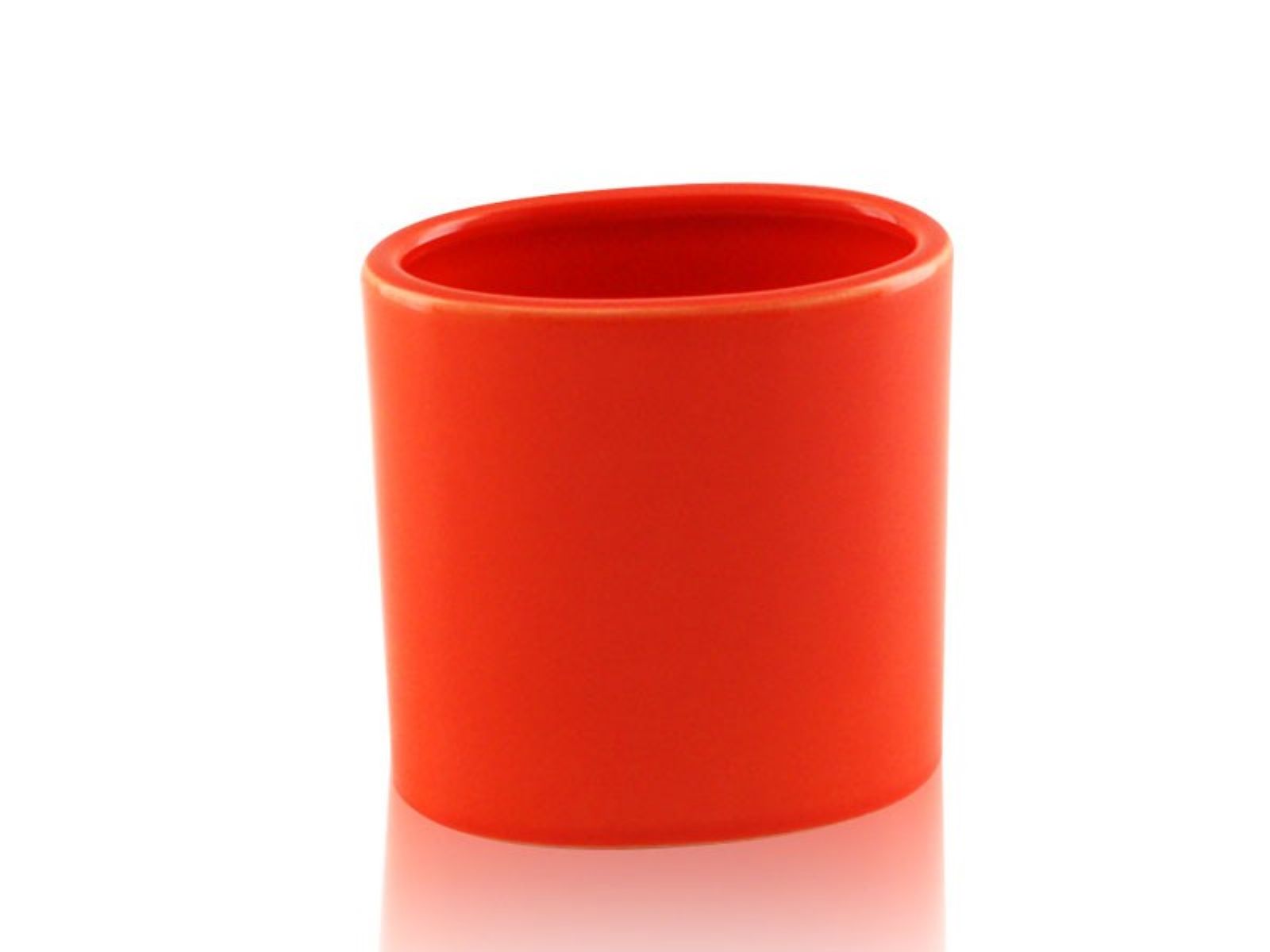 Bicchiere da appoggio ovale in ceramica - Bicchiere da appoggio ovale arancione  BD-BIC-CAR-01