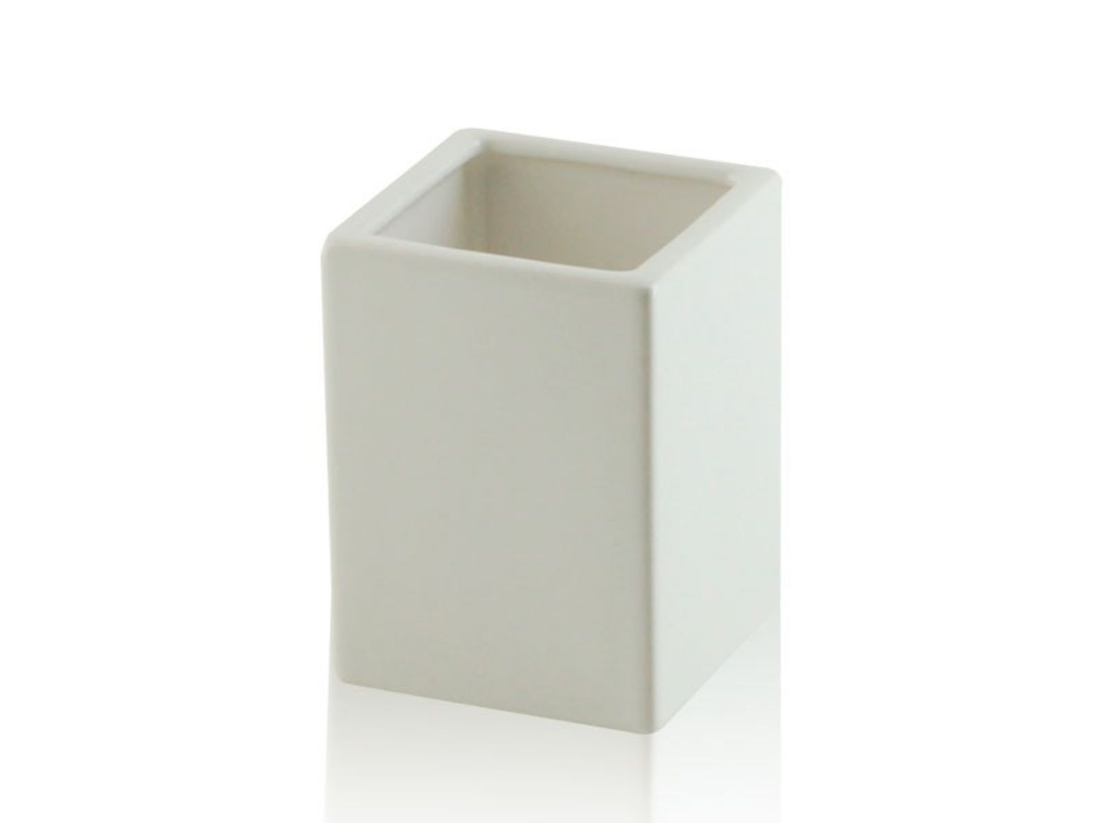 Bicchiere da appoggio quadrato in ceramica - Bicchiere da appoggio quadrato bianco BD-BIC-CBI-03