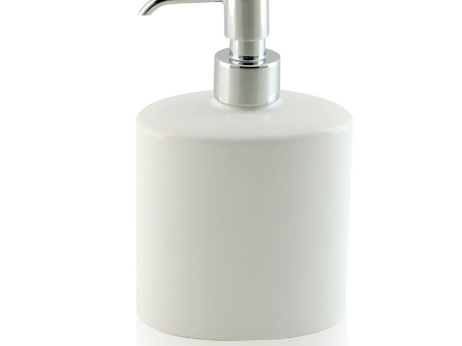 Dispenser - dosatore di sapone ovale da appoggio in ceramica e ottone cromato - Dispenser - dosatore di sapone ovale  bianco BD-DIS-CBI-01