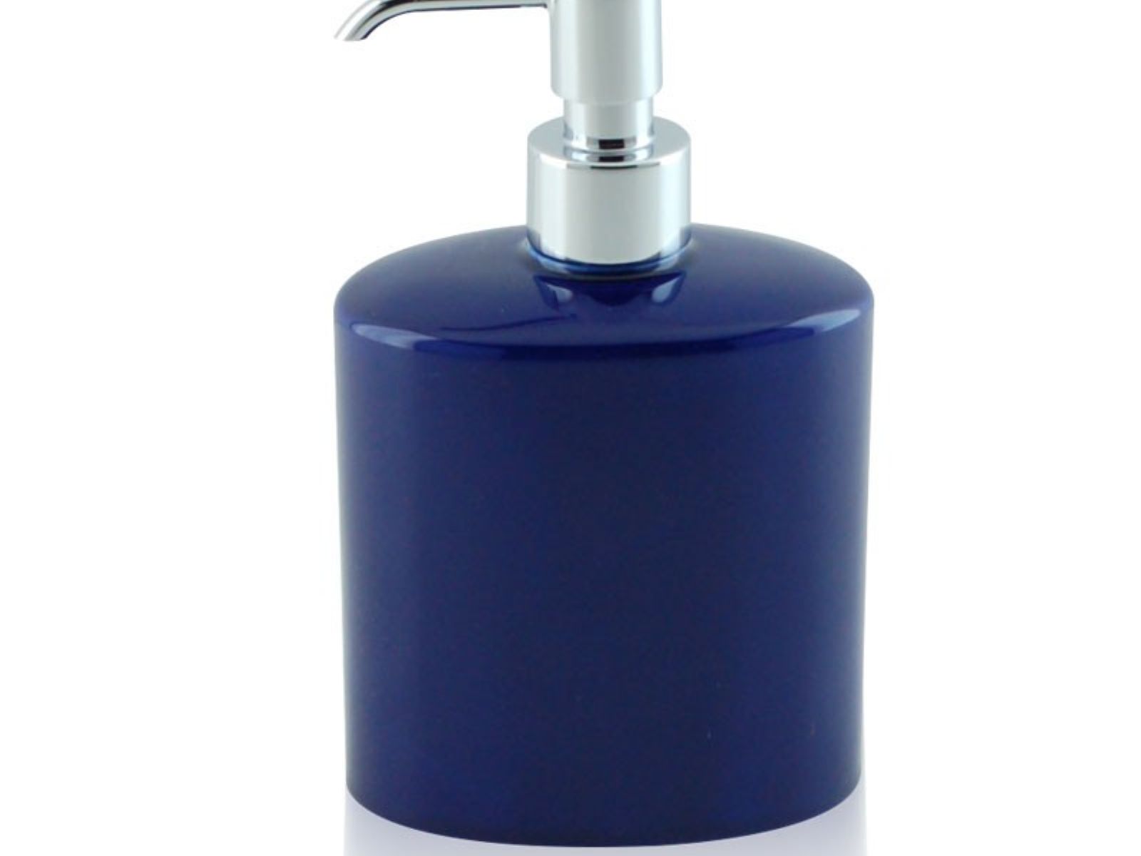 Dispenser - dosatore di sapone ovale da appoggio in ceramica e ottone cromato - Dispenser - dosatore di sapone ovale blu BD-DIS-CBL-01