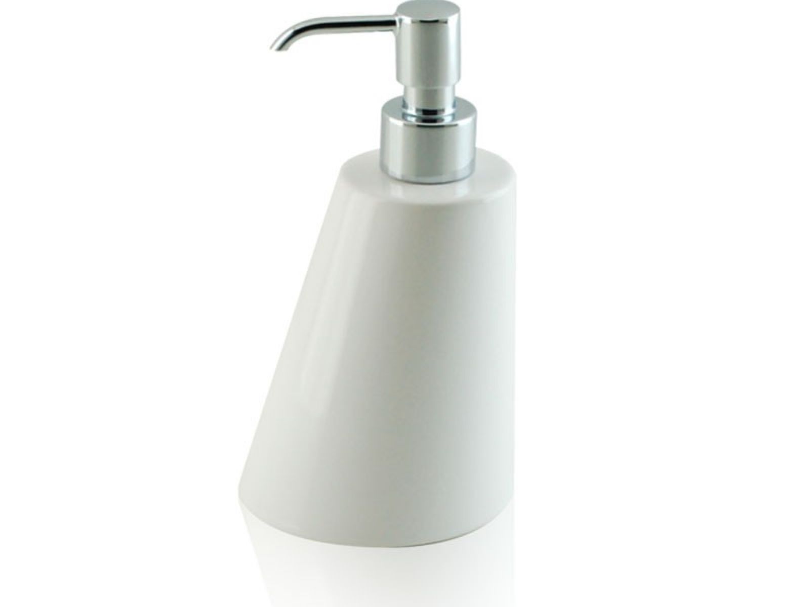 Dispenser - dosatore di sapone liquido da appoggio in ceramica e ottone cromato - Dispenser - dosatore di sapone liquido bianco BD-DIS-CBI-02