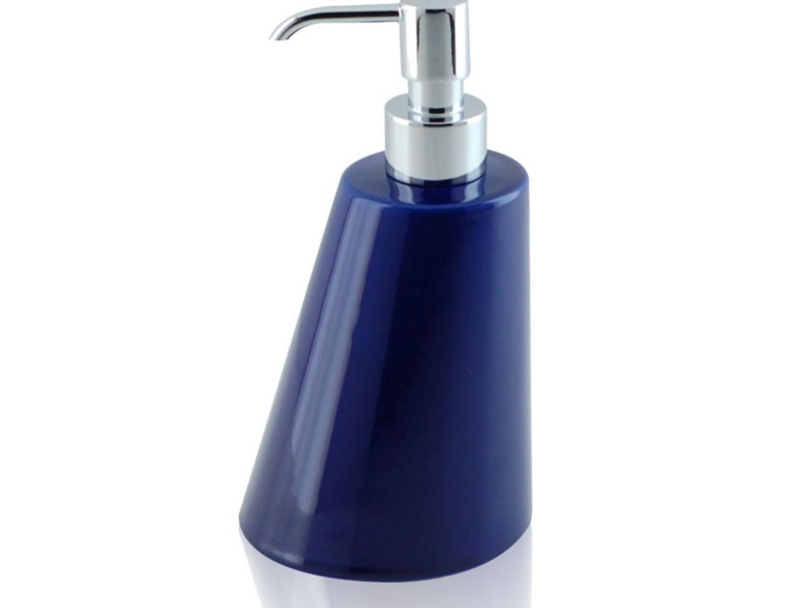 Dispenser - dosatore di sapone liquido da appoggio in ceramica e ottone cromato - Dispenser - dosatore di sapone liquido blu BD-DIS-CBL-02