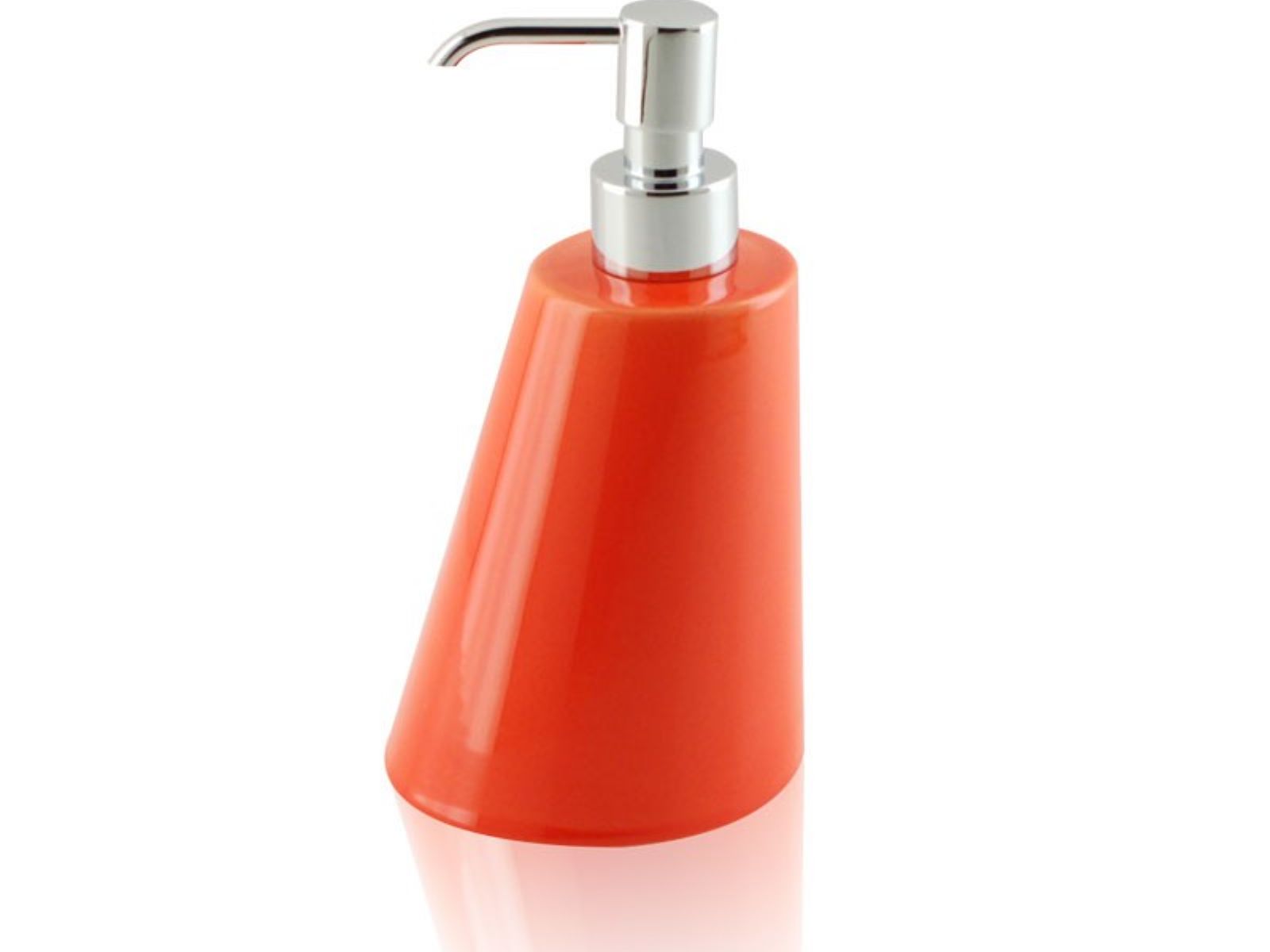 Dispenser - dosatore di sapone liquido da appoggio in ceramica e ottone cromato - Dispenser - dosatore di sapone liquido arancione BD-DIS-CAR-02