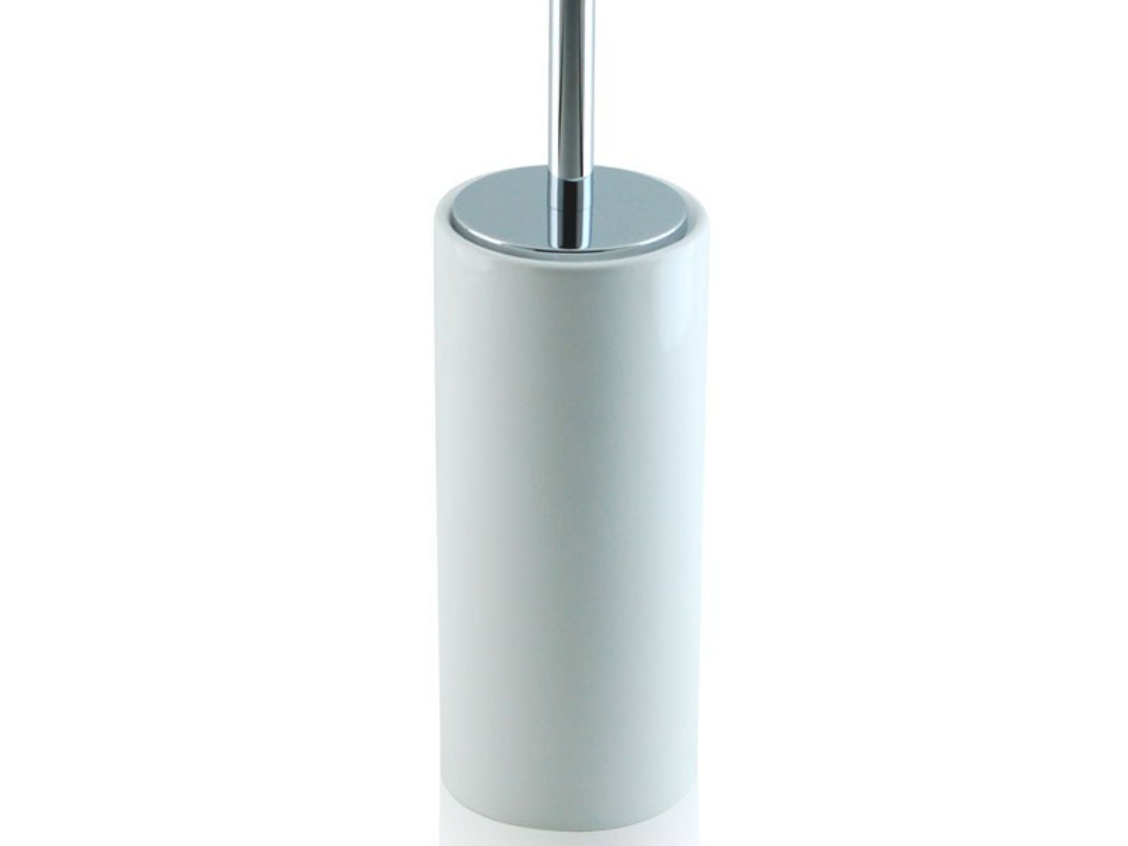 Porta scopino da bagno a terra - pavimento in ceramica e ottone cromato - Porta scopino da bagno a terra bianco BD-SC-CBI-AP-02