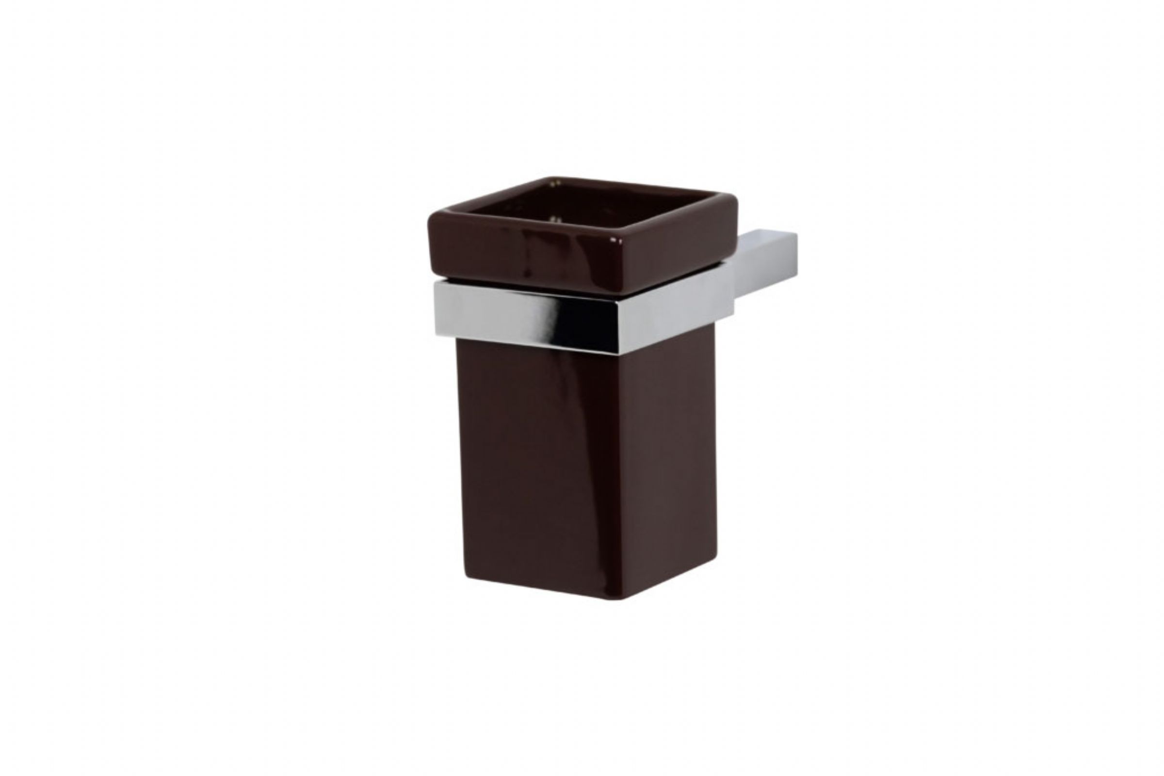 CERAMIC TOOTHBRUSH HOLDER KUBIC - PORTASPAZZOLINI IN CER. (MARRONE ) K930C