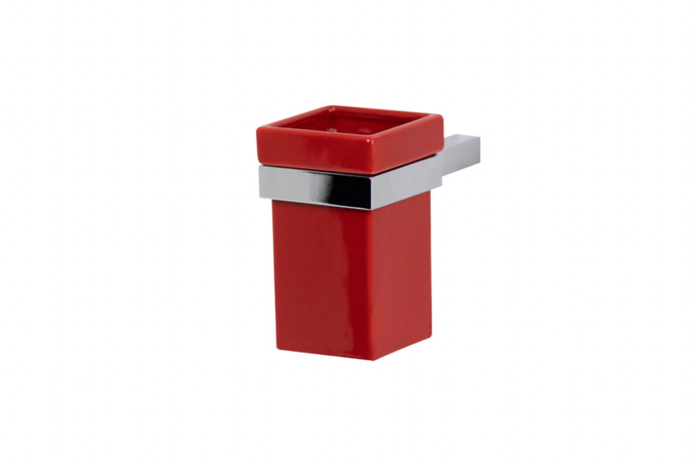 CERAMIC TOOTHBRUSH HOLDER KUBIC - PORTASPAZZOLINI IN CER. (rosso) K930R