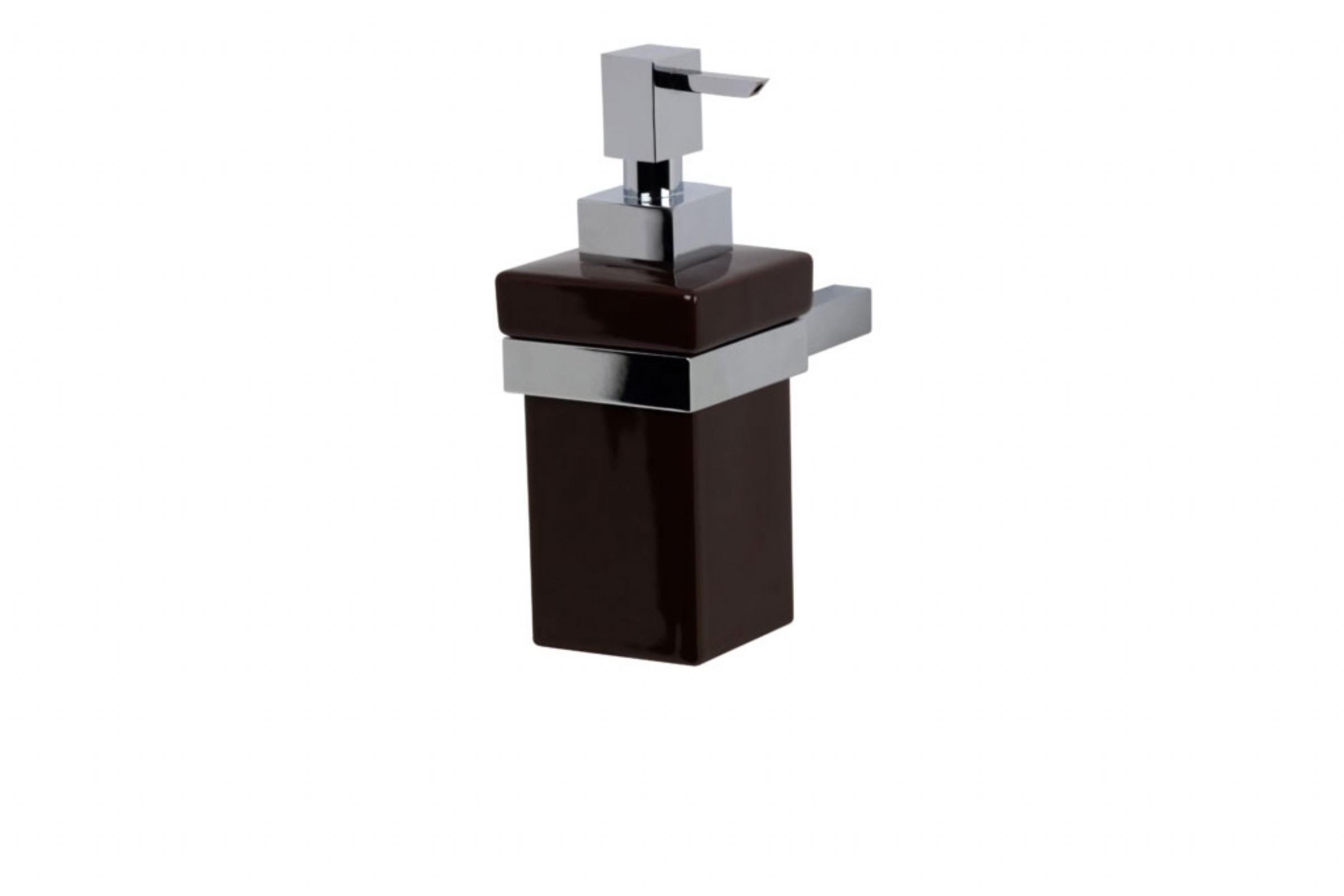 LIQUID SOAP DISPENSER KUBIC - 	PORTADISPENSER IN CERAMICA MARRONE  KUBIC K932C