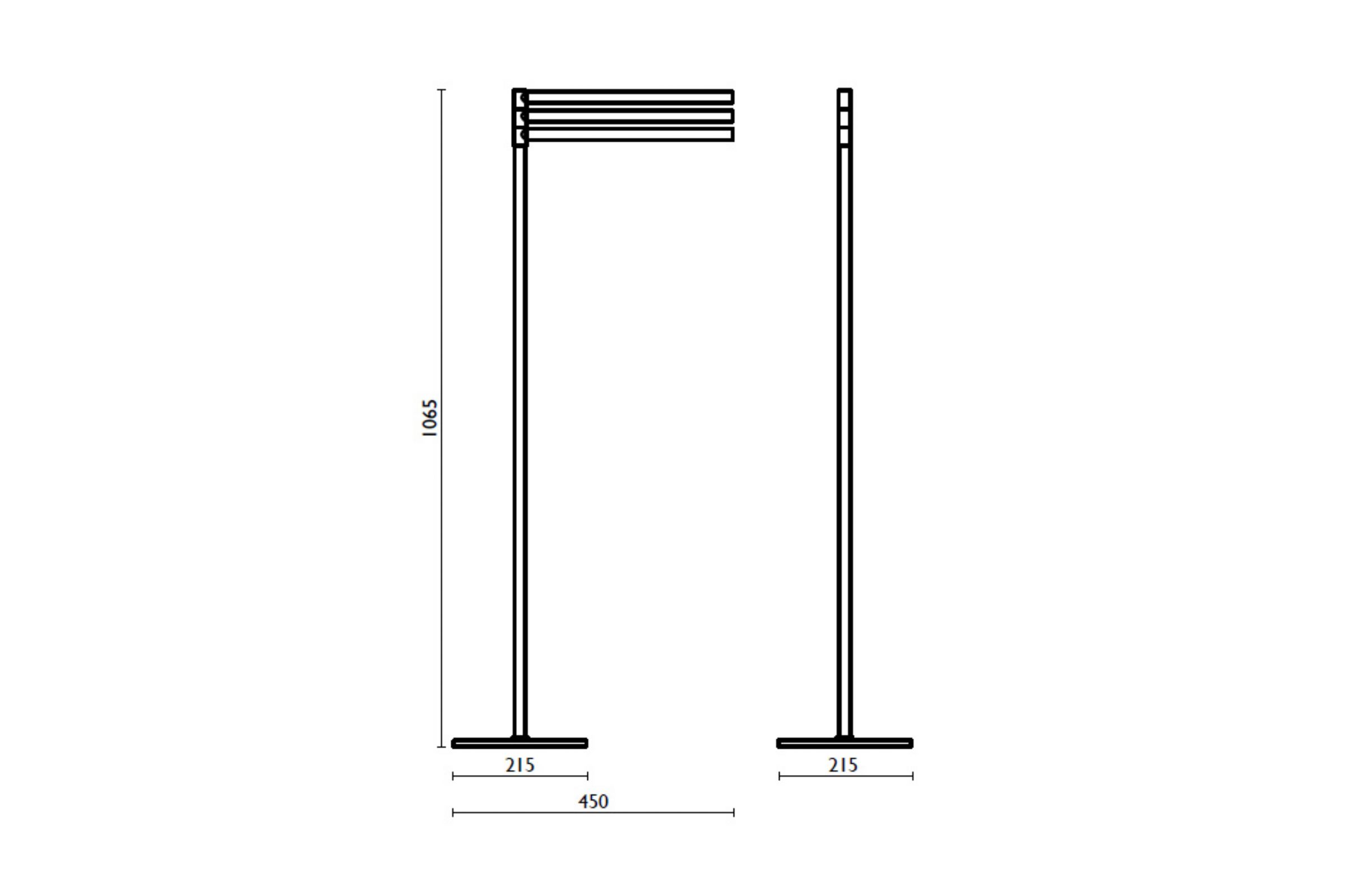 Piantana con 3 porta salvietta h 107 cm Tecnohotel inox - TX 615 acciaio inox spazzolato 74