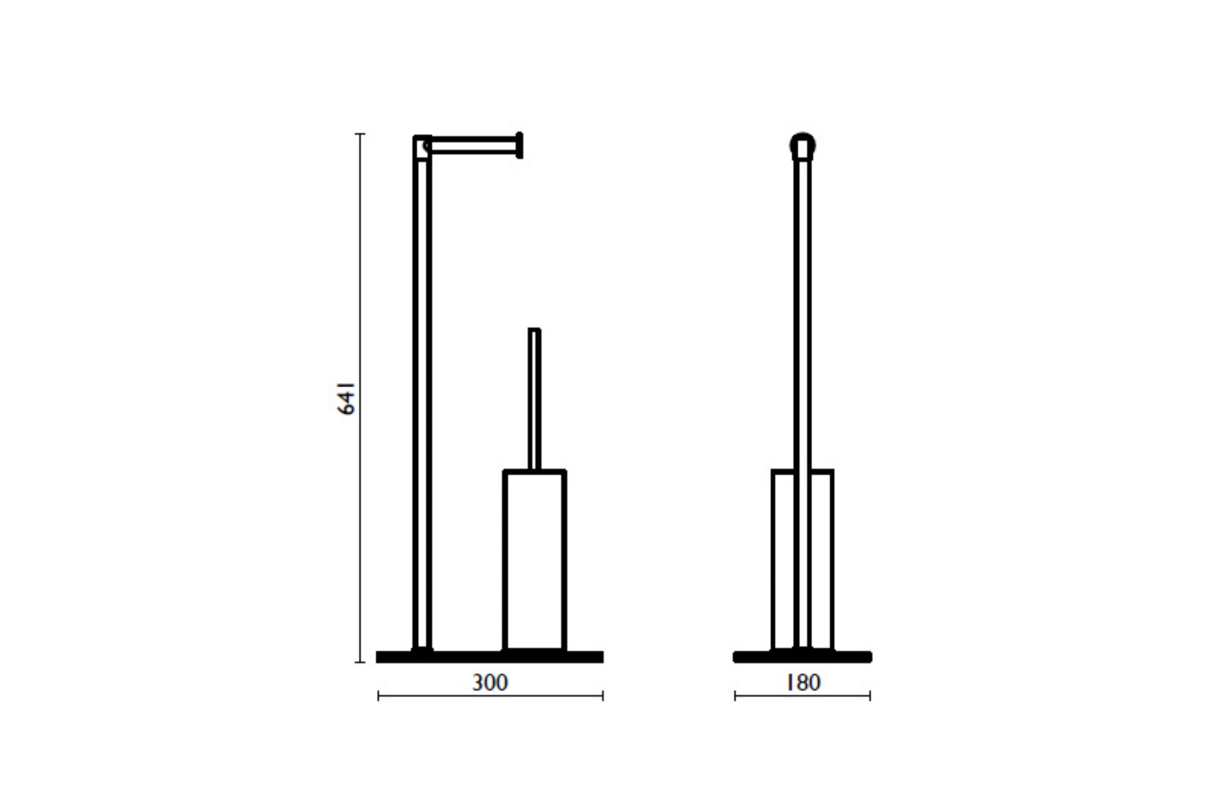 Piantana con porta rotolo e porta scopino 64 cm Tecnohotel inox - TX 633 acciaio inox spazzolato 74