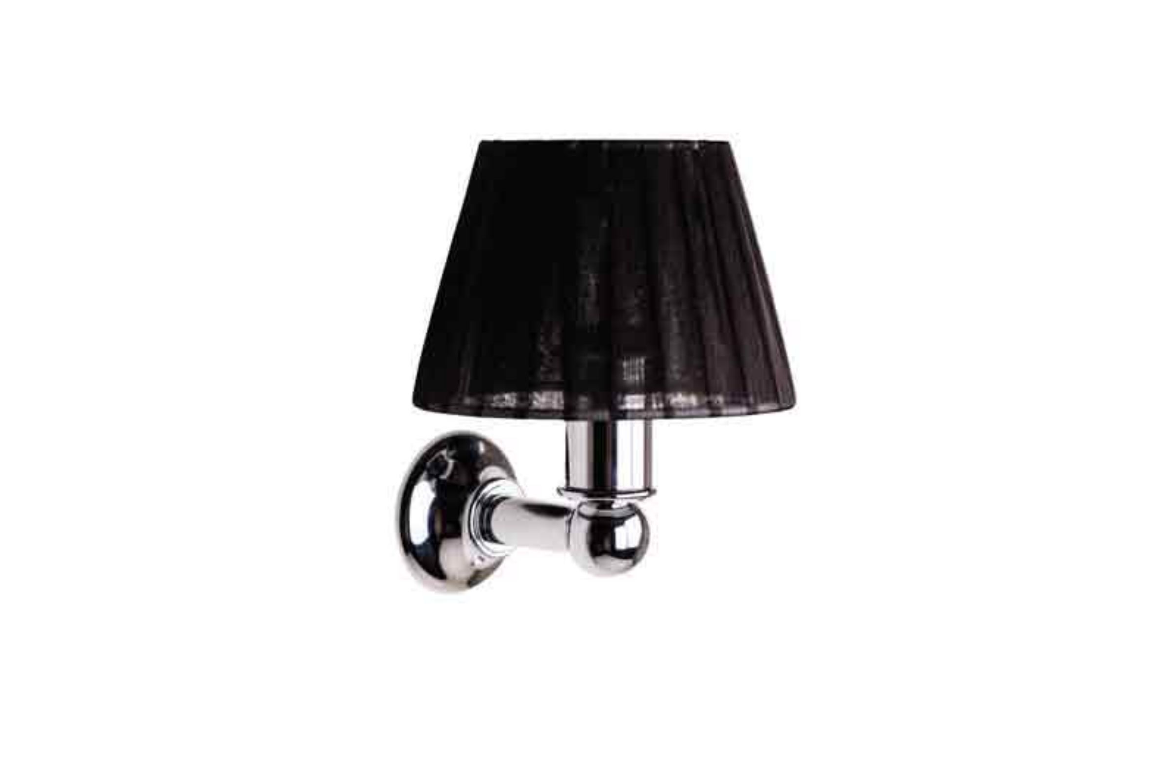 light lamp with pleated organdy lampshade wall mounted version - Applique con paralume plissettato in organza Nero