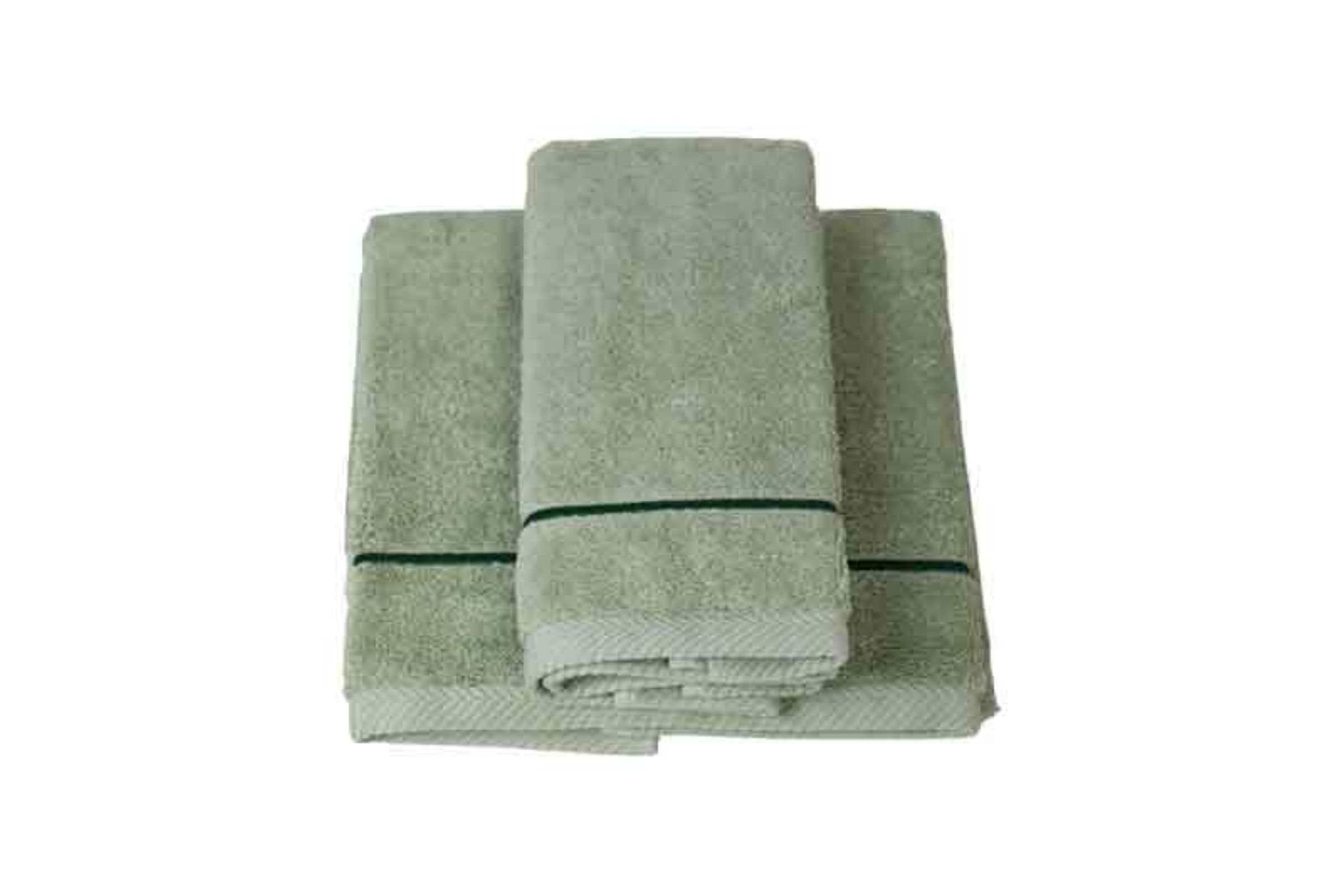 Coppia asciugamani viso/bidet in puro cotone - spugna 500 gr con - Coppia asciugamani viso/bidet in puro cotone - spugna 500 gr con “riga orizzontale” verde/riga verde scuro