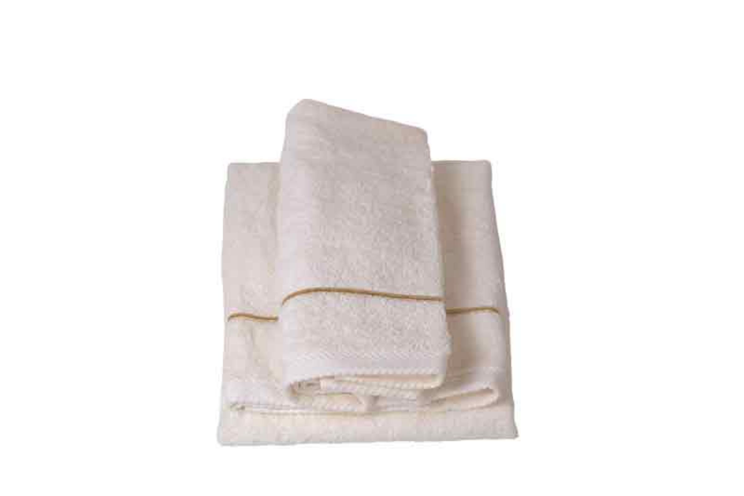 Coppia asciugamani viso/bidet in puro cotone - spugna 500 gr con - Coppia asciugamani viso/bidet in puro cotone - spugna 500 gr con “riga orizzontale”- panna/riga oro