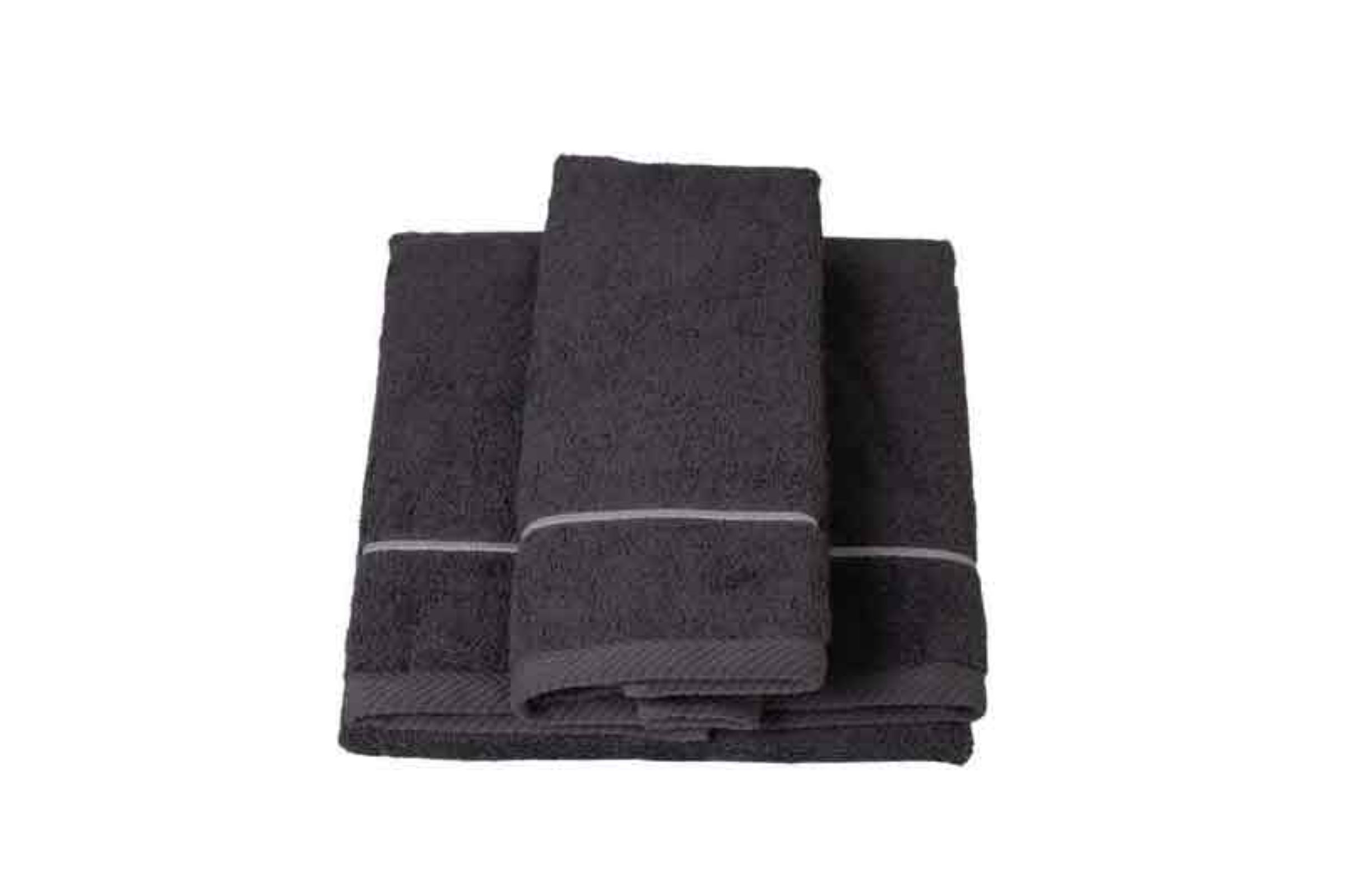Coppia asciugamani viso/bidet in puro cotone - spugna 500 gr con - Coppia asciugamani viso/bidet in puro cotone - spugna 500 gr con “riga orizzontale”- perla/riga nera
