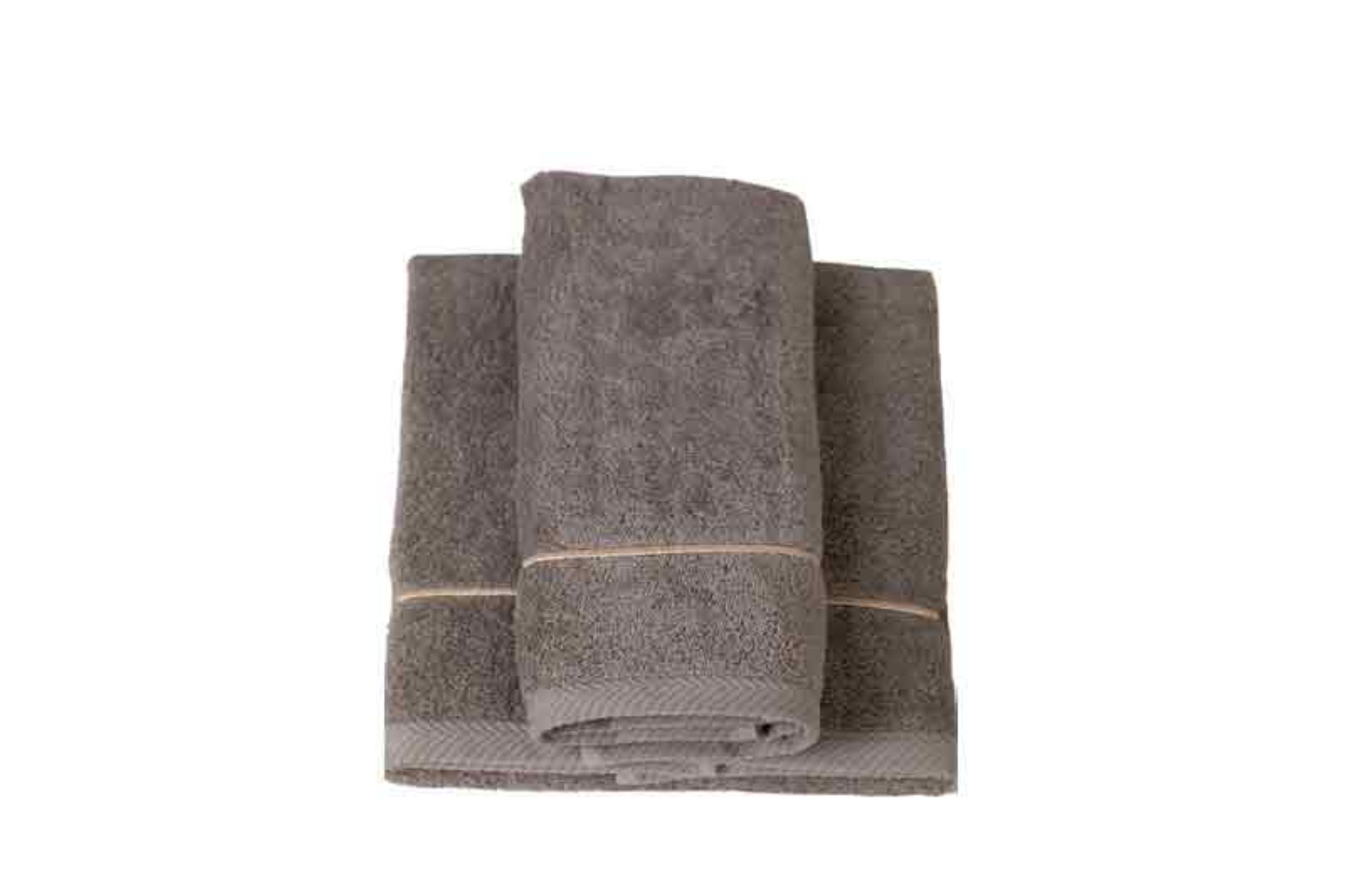 Coppia asciugamani viso/bidet in puro cotone - spugna 500 gr con - Coppia asciugamani viso/bidet in puro cotone - spugna 500 gr con “riga orizzontale”- tortora /riga beige