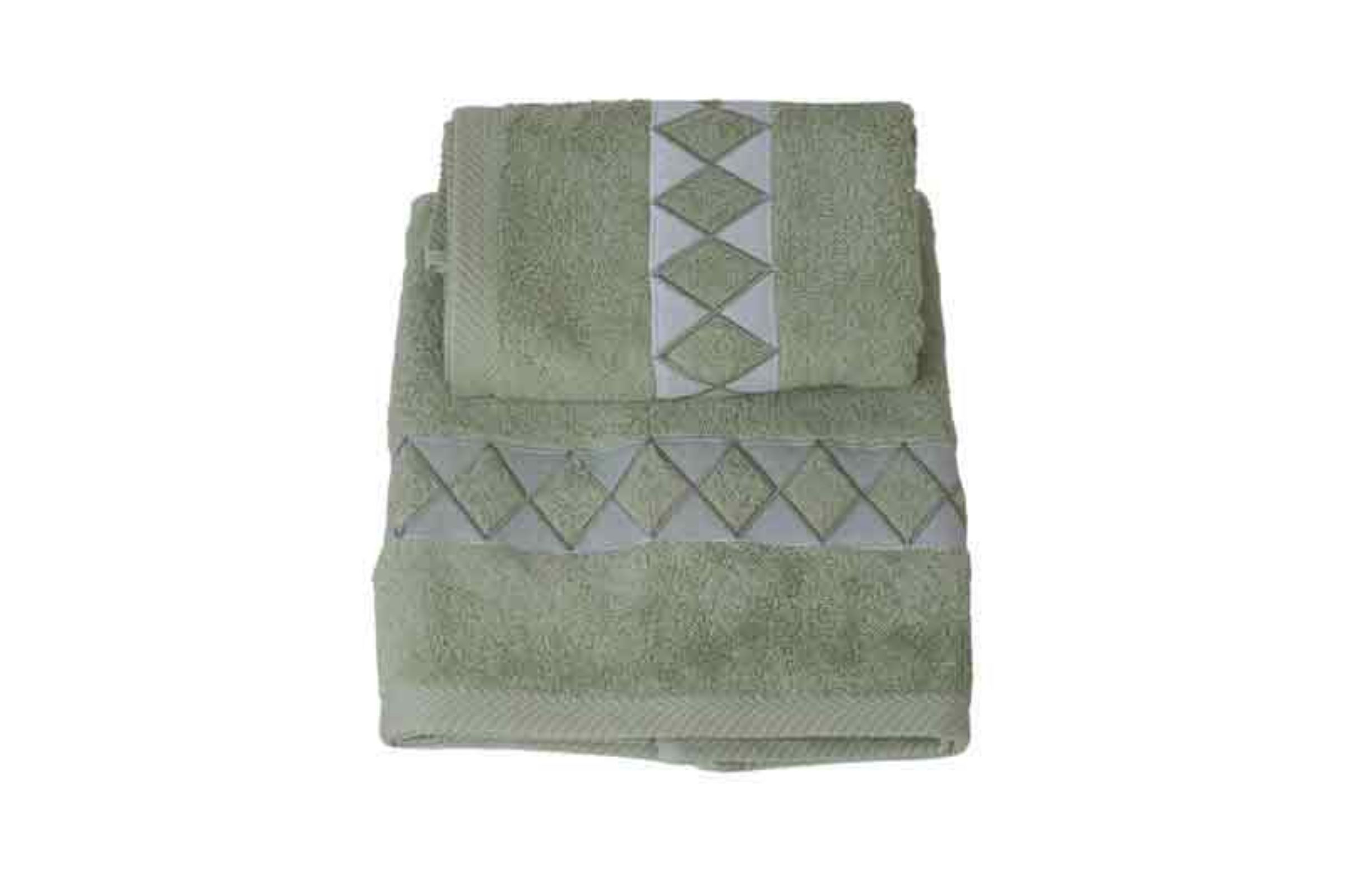 Coppia asciugamani viso/bidet in puro cotone - spugna 500 gr con “rombi” - Coppia asciugamani viso/bidet in puro cotone - spugna 500 gr con “rombi” verde