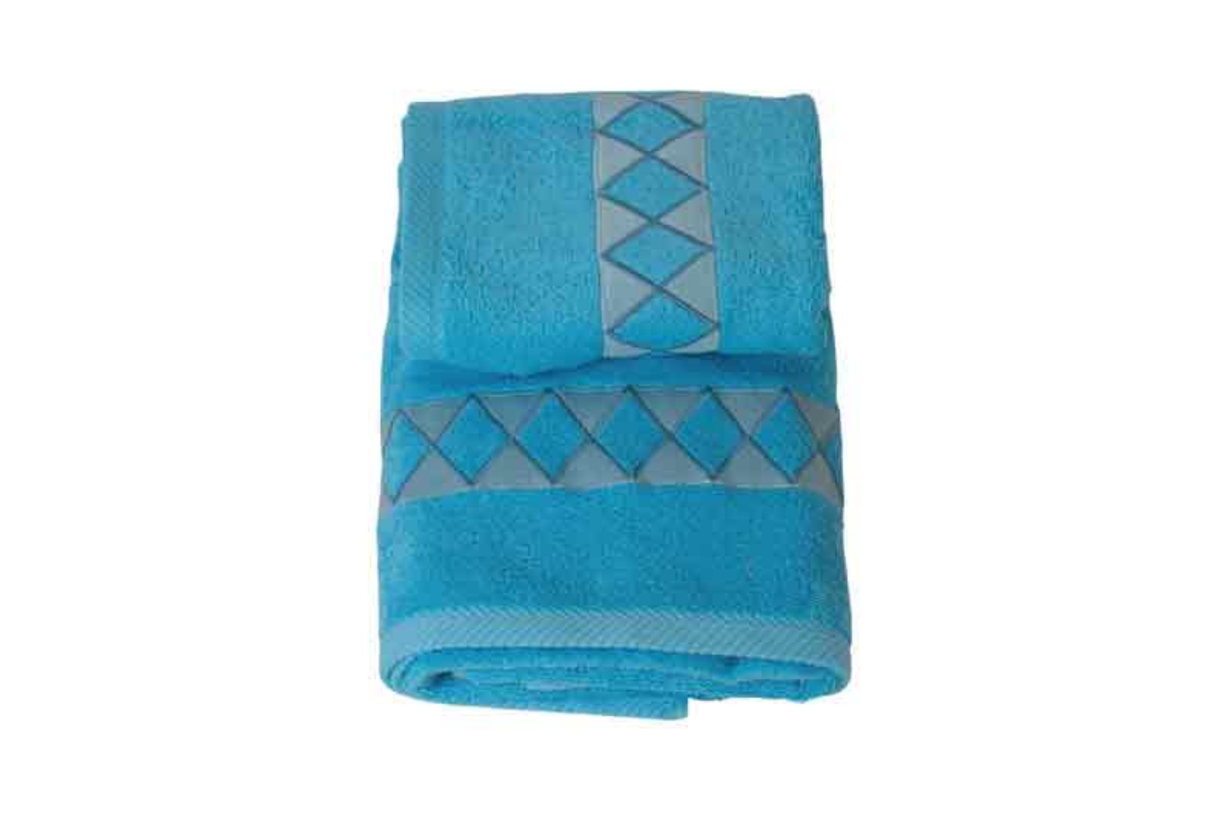 Coppia asciugamani viso/bidet in puro cotone - spugna 500 gr con “rombi” - Coppia asciugamani viso/bidet in puro cotone - spugna 500 gr con “rombi” azzurro