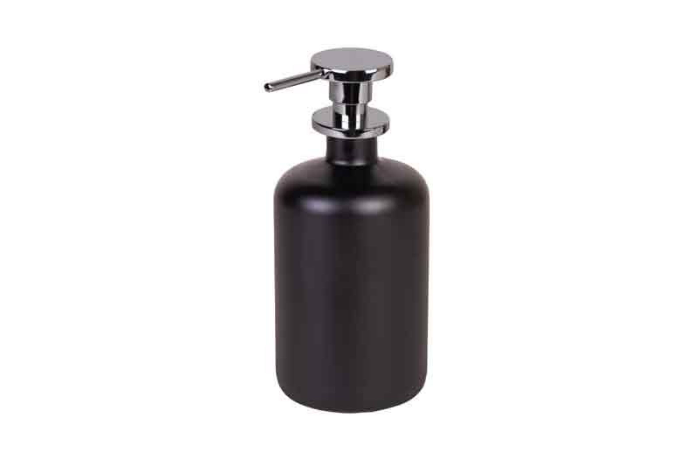 Dosatore sapone liquido (500ml ) in vetro NERO OPACO - Dosatore sapone liquido (500ml ) in vetro NERO OPACO  - pompetta in ottone CROMO