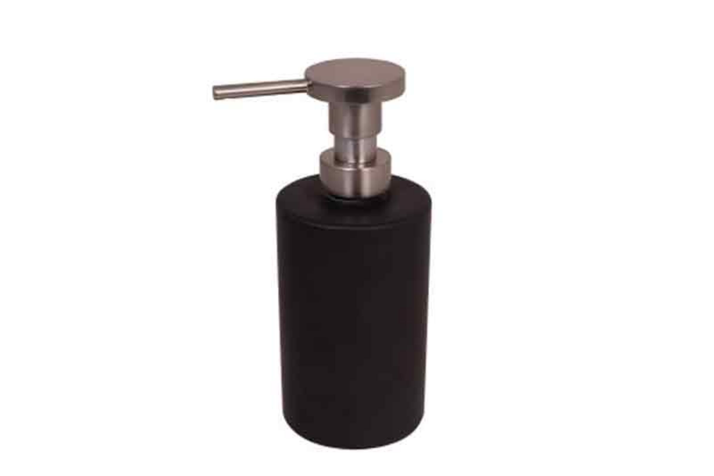 Dosatore ceramica tondo in appoggio NERO OPACO - Dosatore ceramica tondo in appoggio NERO OPACO - pompetta in ottone NICHEL MATT