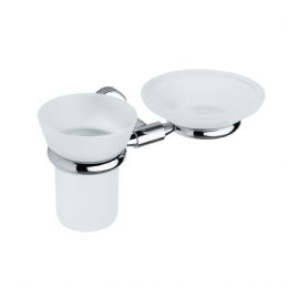 Soap and tumbler holder in satin glass TE 144