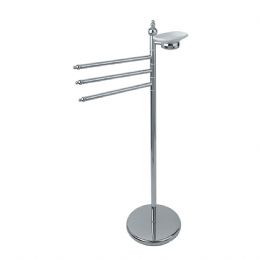 Standing with 3 towel rails and soap holder in ceramic h 100 cm. CA 614