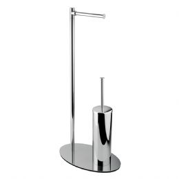 Standing with toilet roll holder and toilet brush holder in brass h 64 cm LL 633