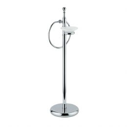Standing with towel ring and soap holder in satin glass h 73 cm. RE 633
